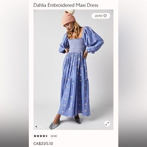 Dahlia Embroidered Maxi Dress Free People size S